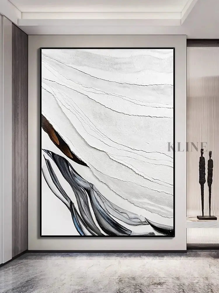 Heavy White and Black Textured Painting - Hand Painting