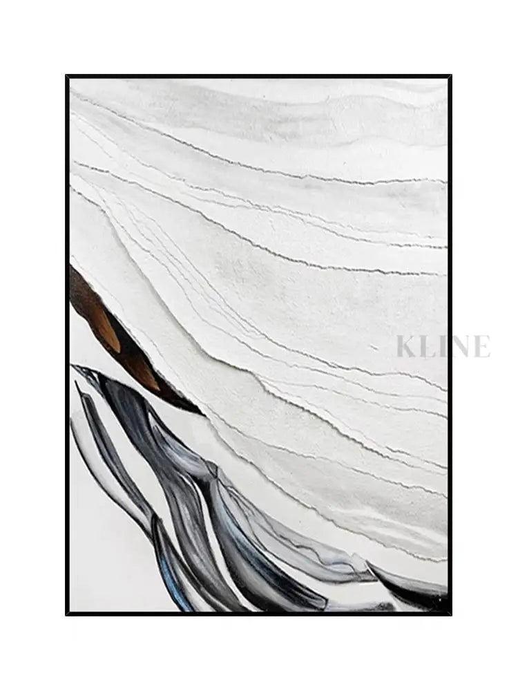 Heavy White and Black Textured Painting - Hand Painting