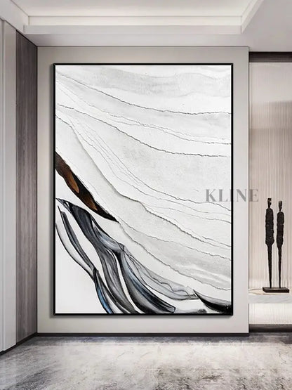 Heavy White and Black Textured Painting - Hand Painting