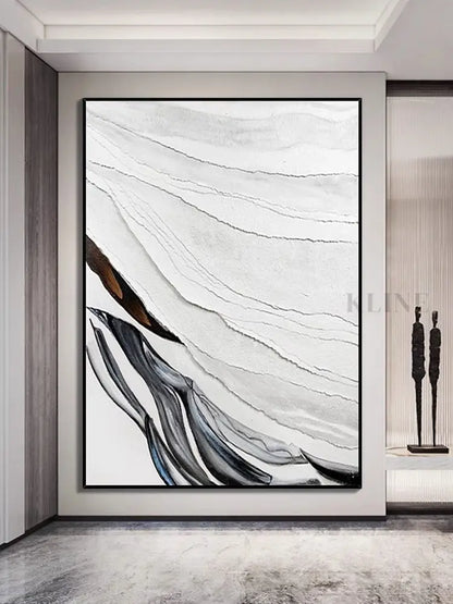 Heavy White and Black Textured Painting - Hand Painting