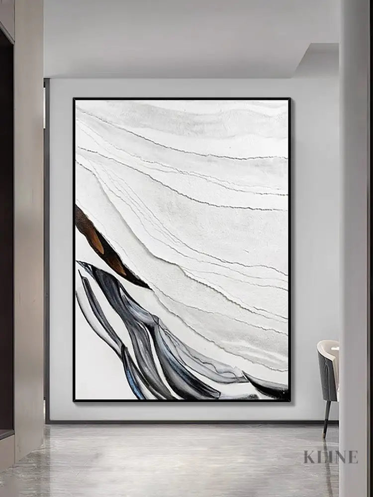 Heavy White and Black Textured Painting - Hand Painting