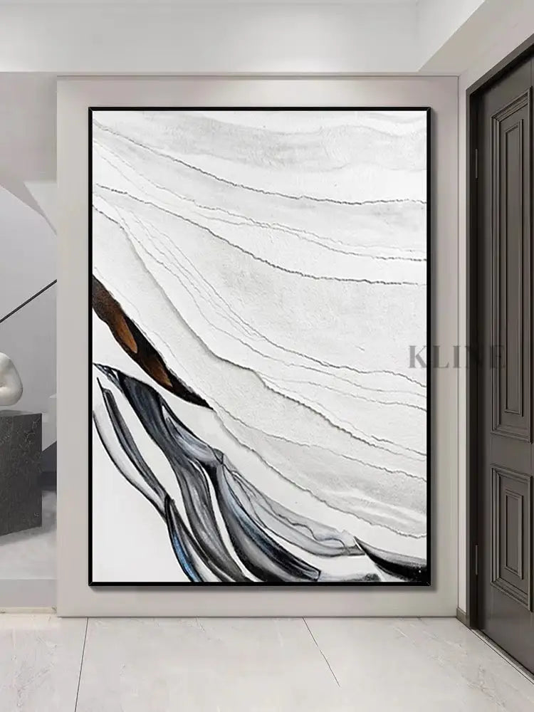 Heavy White and Black Textured Painting - Hand Painting