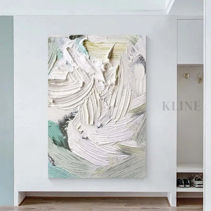 Heavy White and Turquoise Painting - Hand Painting