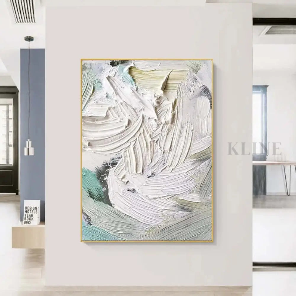 Heavy White and Turquoise Painting - Hand Painting