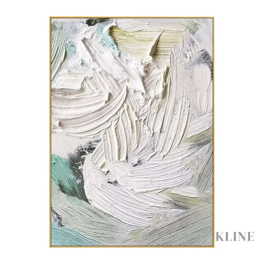 Heavy White and Turquoise Painting - Hand Painting
