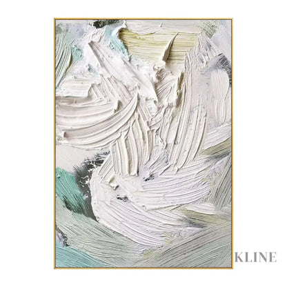 Heavy White and Turquoise Painting - Hand Painting