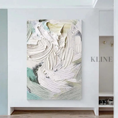 Heavy White and Turquoise Painting - Hand Painting
