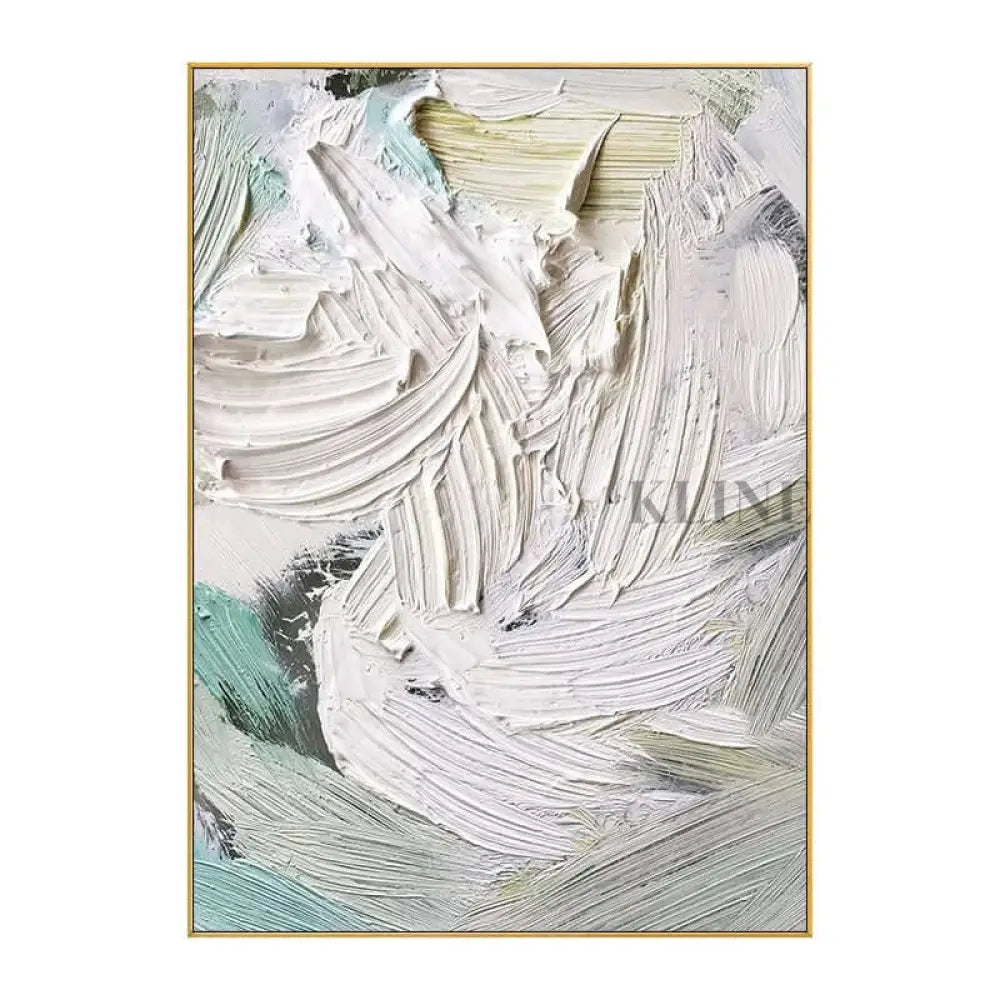 Heavy White and Turquoise Painting - Hand Painting