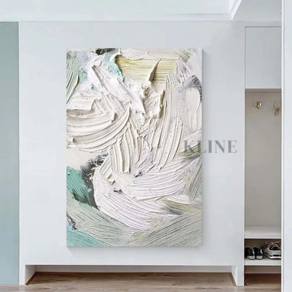 Heavy White and Turquoise Painting - Hand Painting