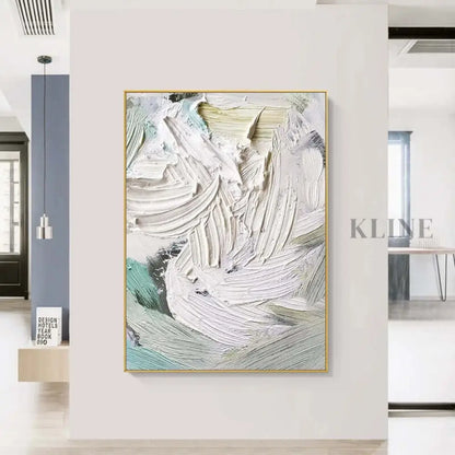 Heavy White and Turquoise Painting - Hand Painting