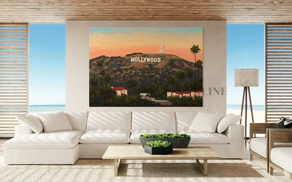 Hollywood Sunset Dreams - Hand Painting Art mural de salon
