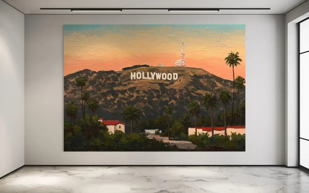 Hollywood Sunset Dreams - Hand Painting Art mural de salon