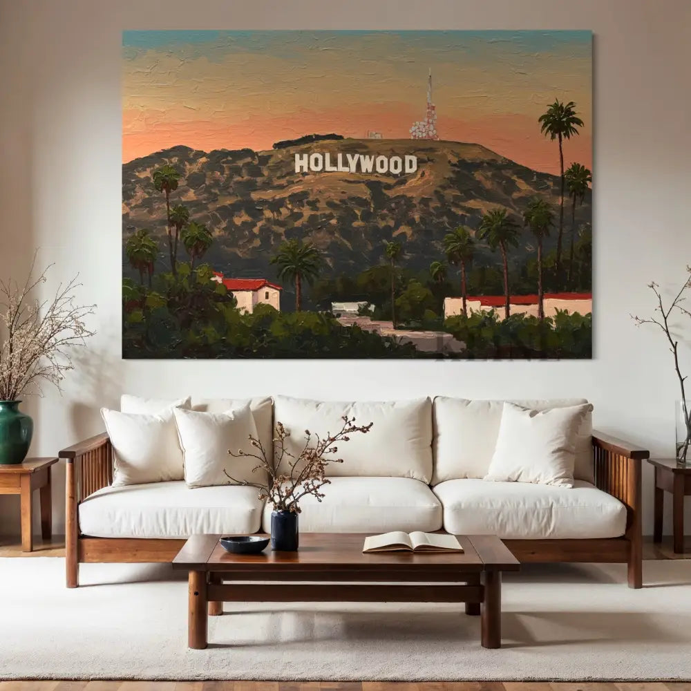 Hollywood Sunset Dreams - Hand Painting Art mural de salon