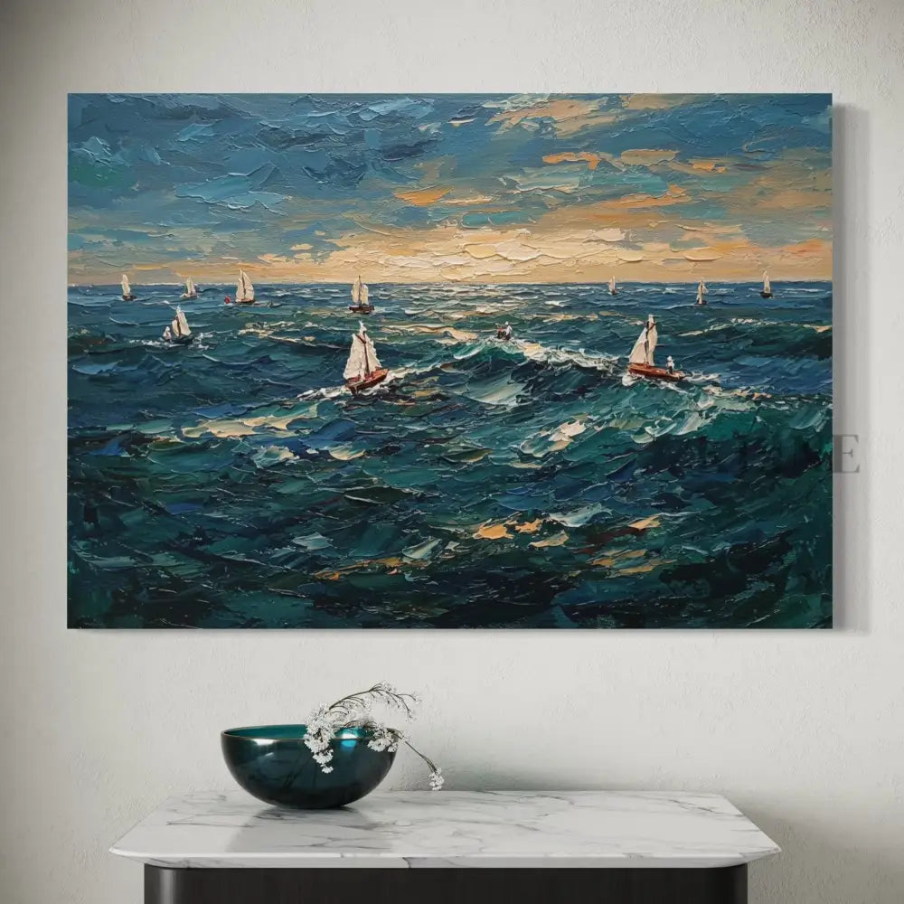 Impression of the Open Sea - Hand Painting Pinturas de barcos