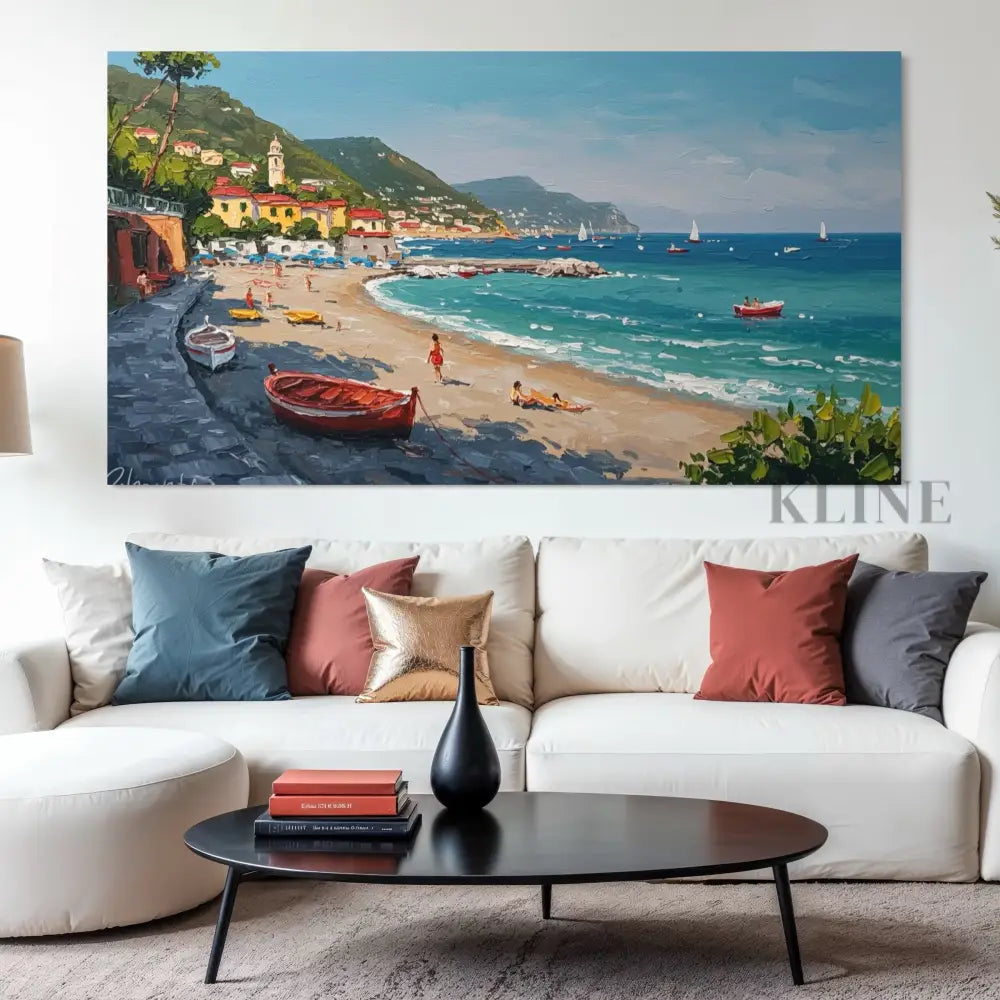 Italian Riviera Reverie - Hand Painting غرفة المعيشة جدار الفن