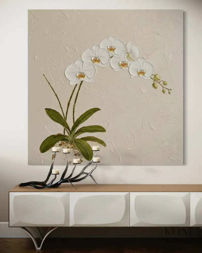 Ivory Orchid Ascent - Hand Painting 