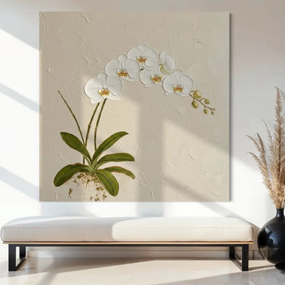 Ivory Orchid Ascent - Hand Painting