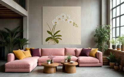 Ivory Orchid Ascent - Hand Painting