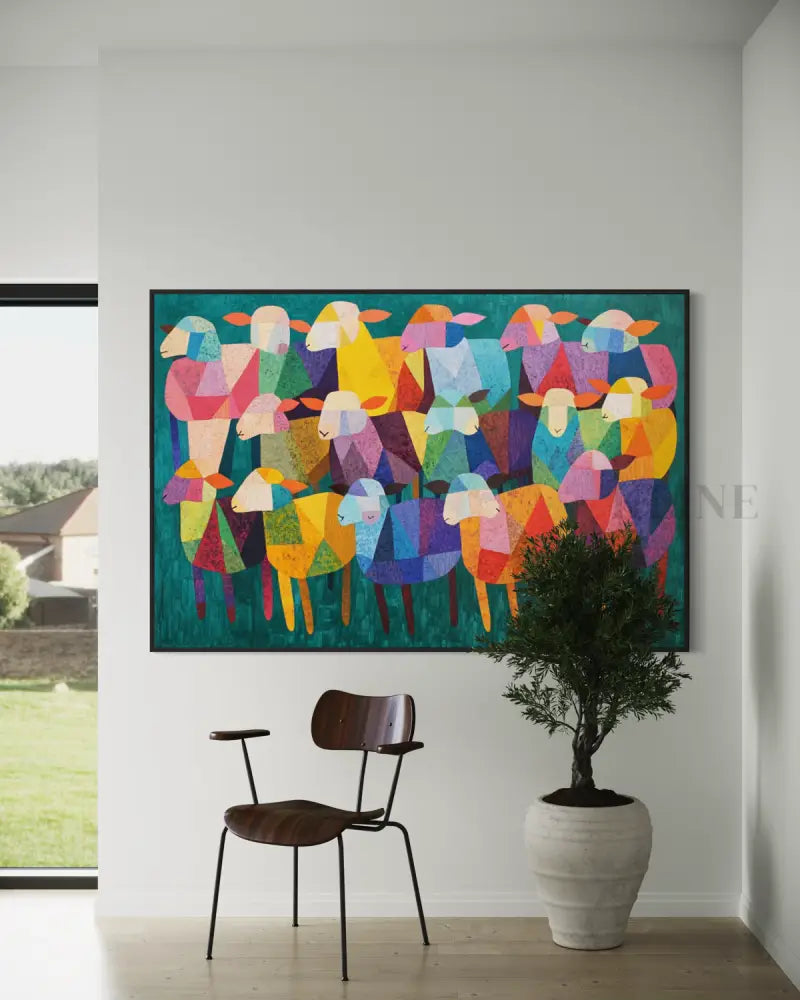 Joyful Crowd in Color - Hand Painting