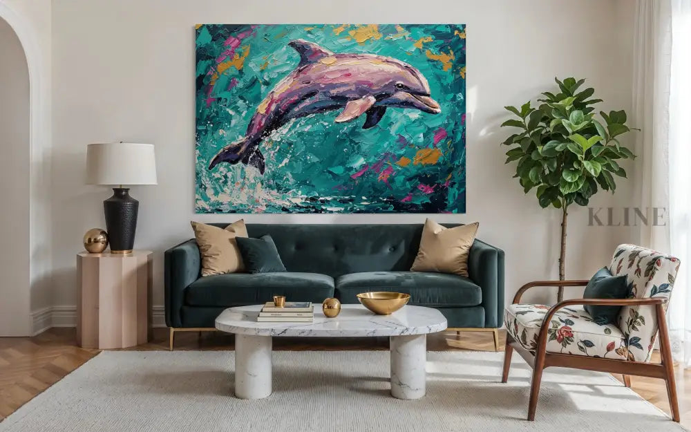 Joyful Leap in Gold - Hand Painting Peintures de paysages marins