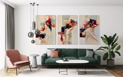 Kinetic Harmony Triptych - Hand Painting