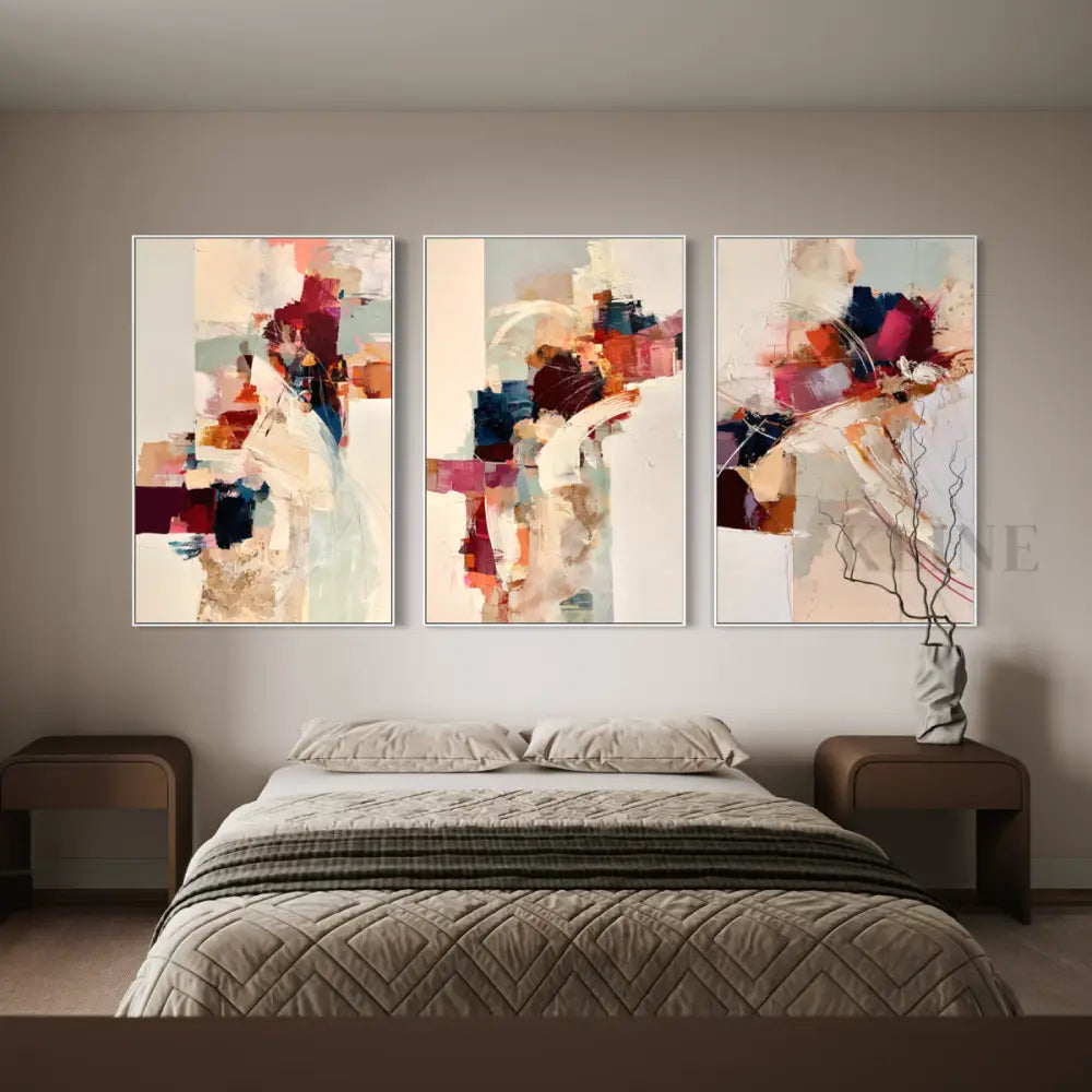 Kinetic Harmony Triptych - Hand Painting