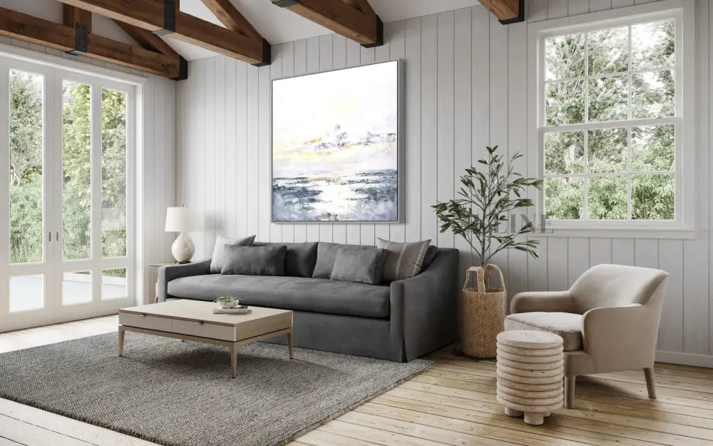 Lake and Plain Brighten - Hand Painting Arte de la pared de la lona