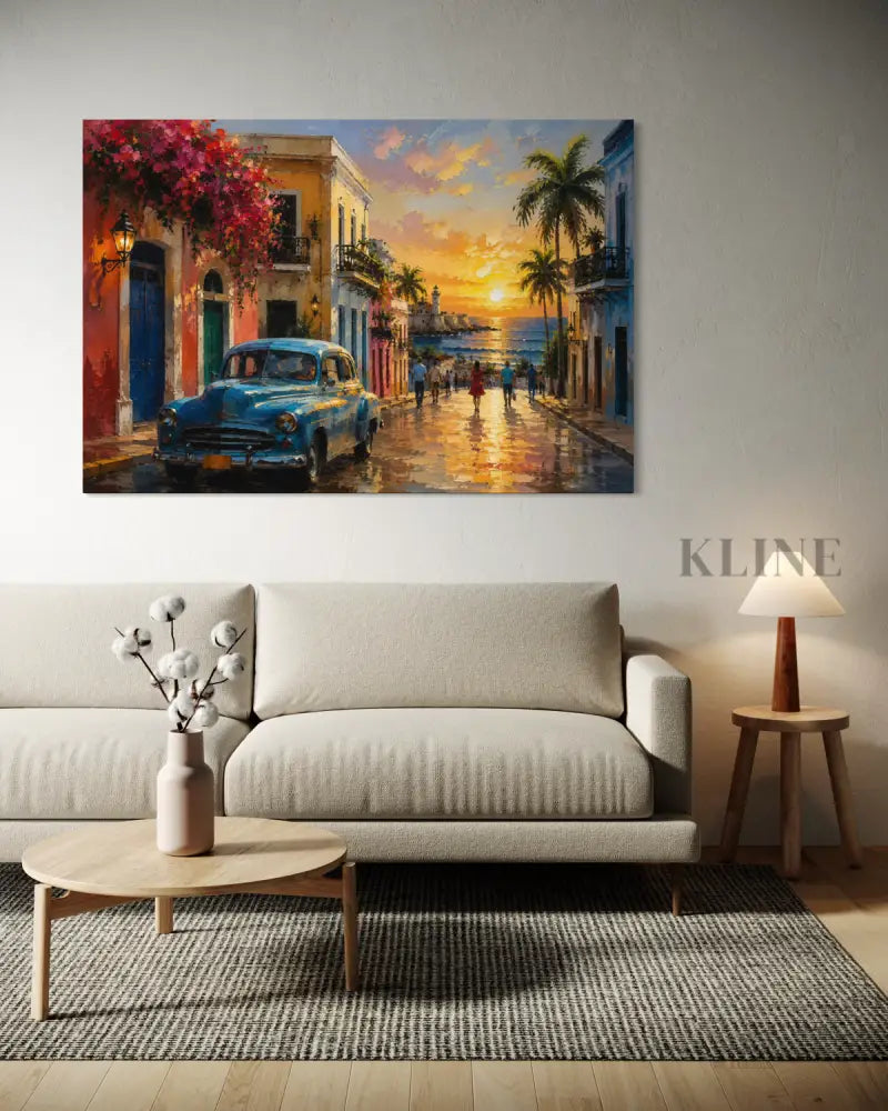 Last Light in Havana - Hand Painting Dipinti di paesaggi urbani