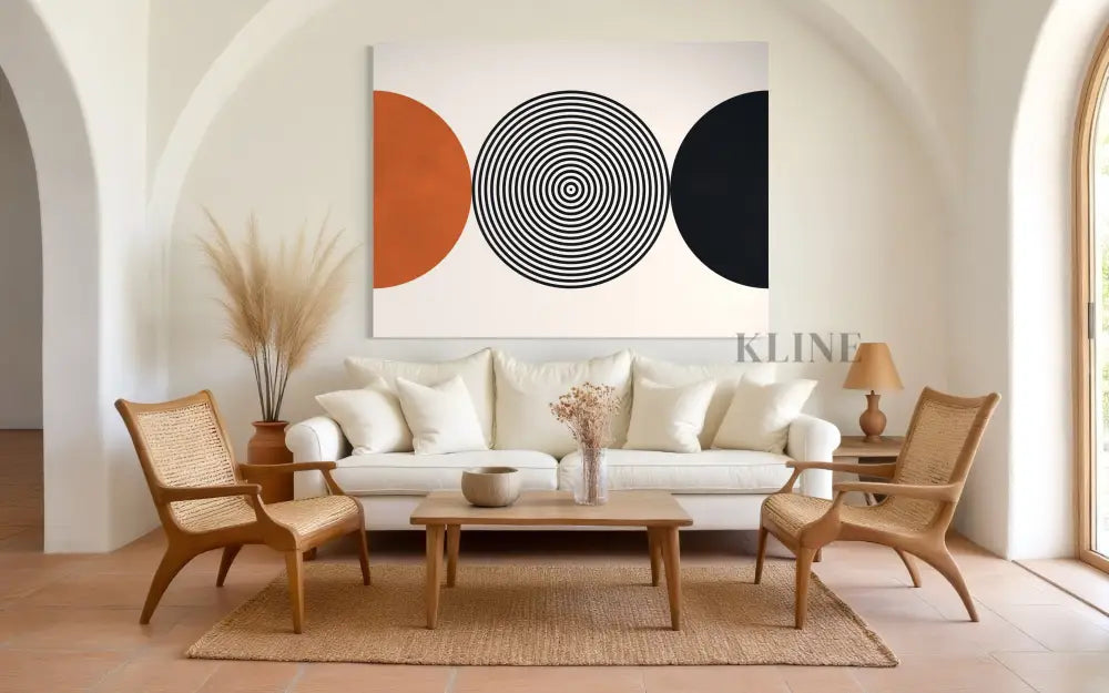 Lines and Circles 3 - Hand Painting Dining Room Wall Art