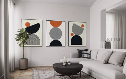 Lines and Circles Triptych - Hand Painting