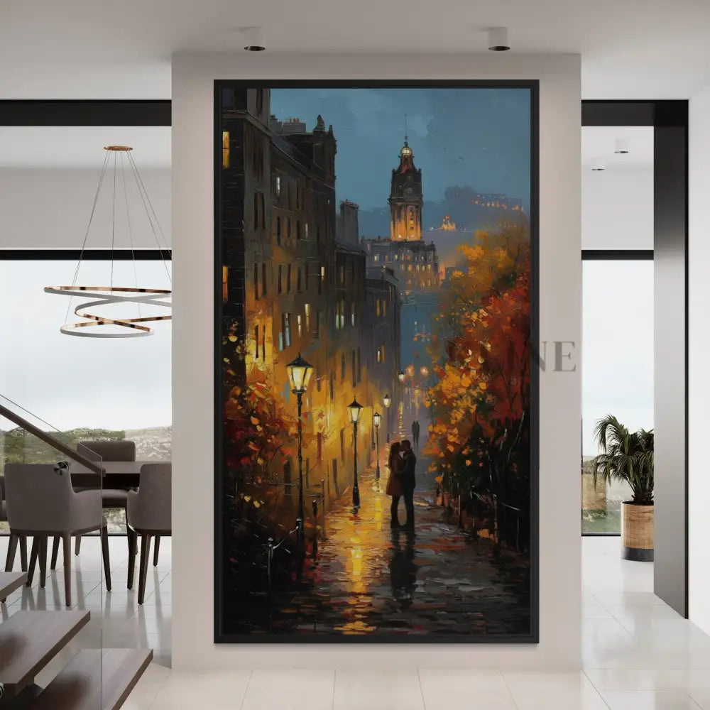 Love in the City of a Hundred Spires - Hand Painting Arte della parete della sala da pranzo