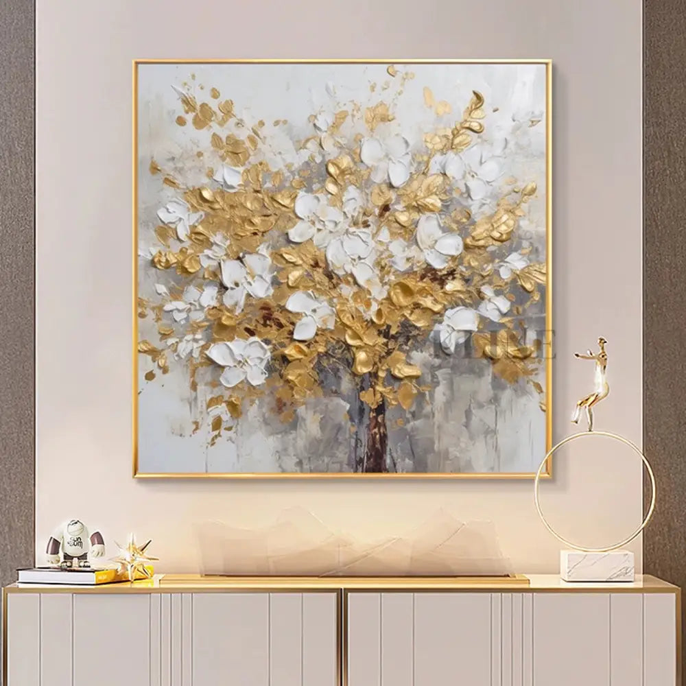 Luxe Blossom Tree - Hand Painting ダイニングルームのウォールアート