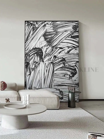 Luxurious Black and White Style Textured Painting - Hand Painting