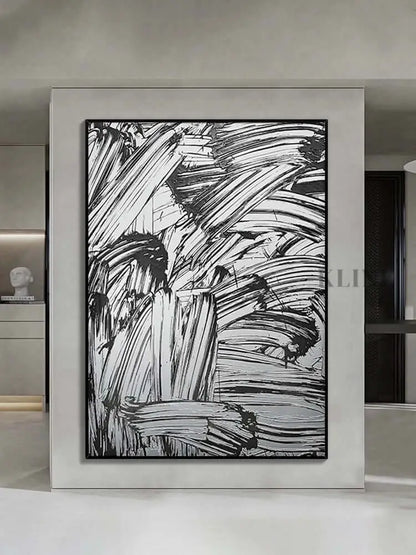Luxurious Black and White Style Textured Painting - Hand Painting