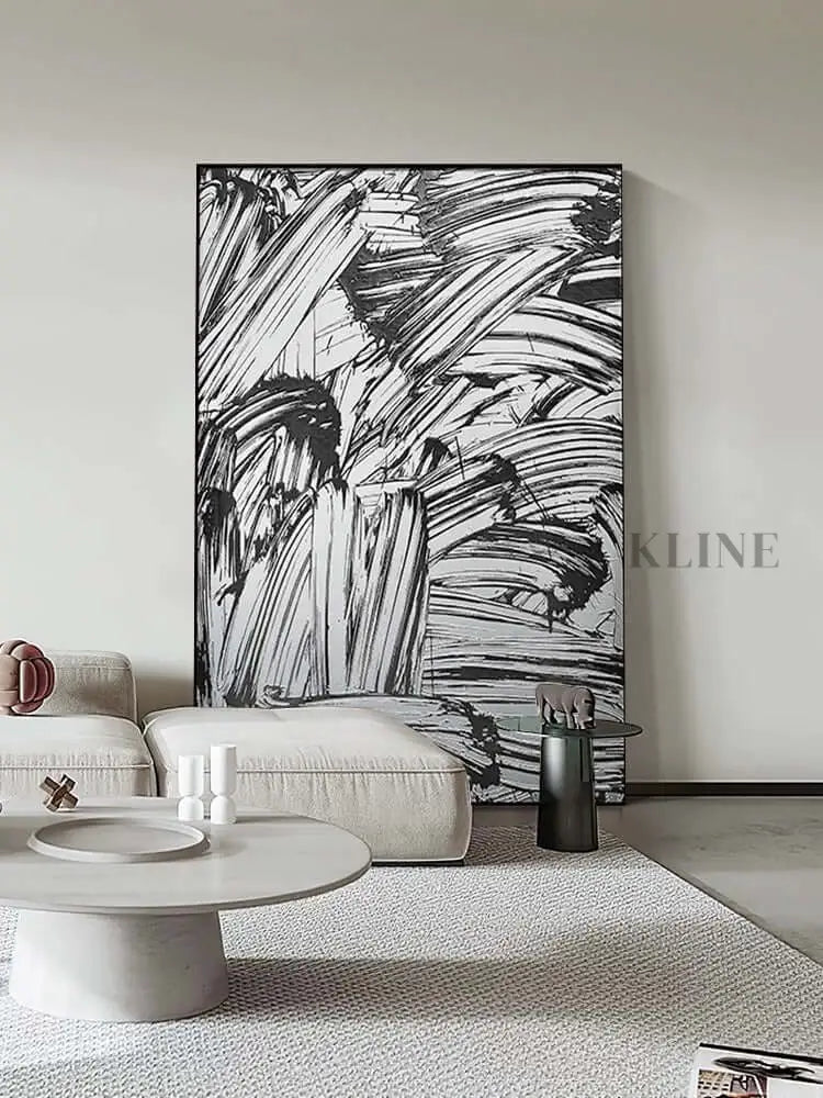 Luxurious Black and White Style Textured Painting - Hand Painting 