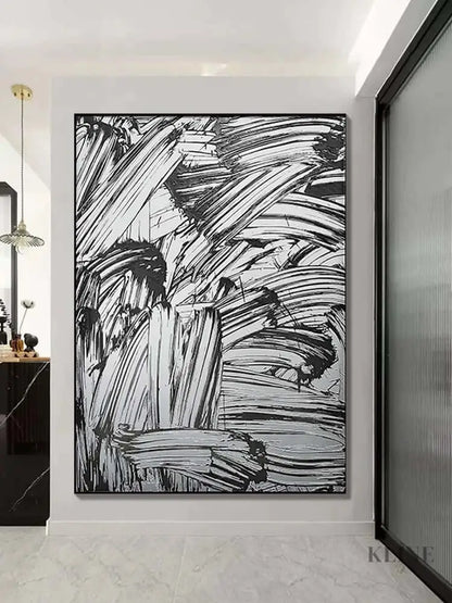 Luxurious Black and White Style Textured Painting - Hand Painting