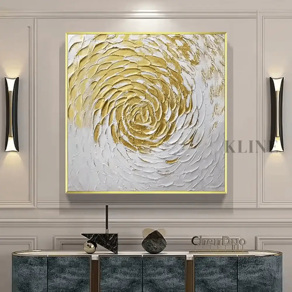 Luxurious Golden Elegance Diptych - Hand Painting