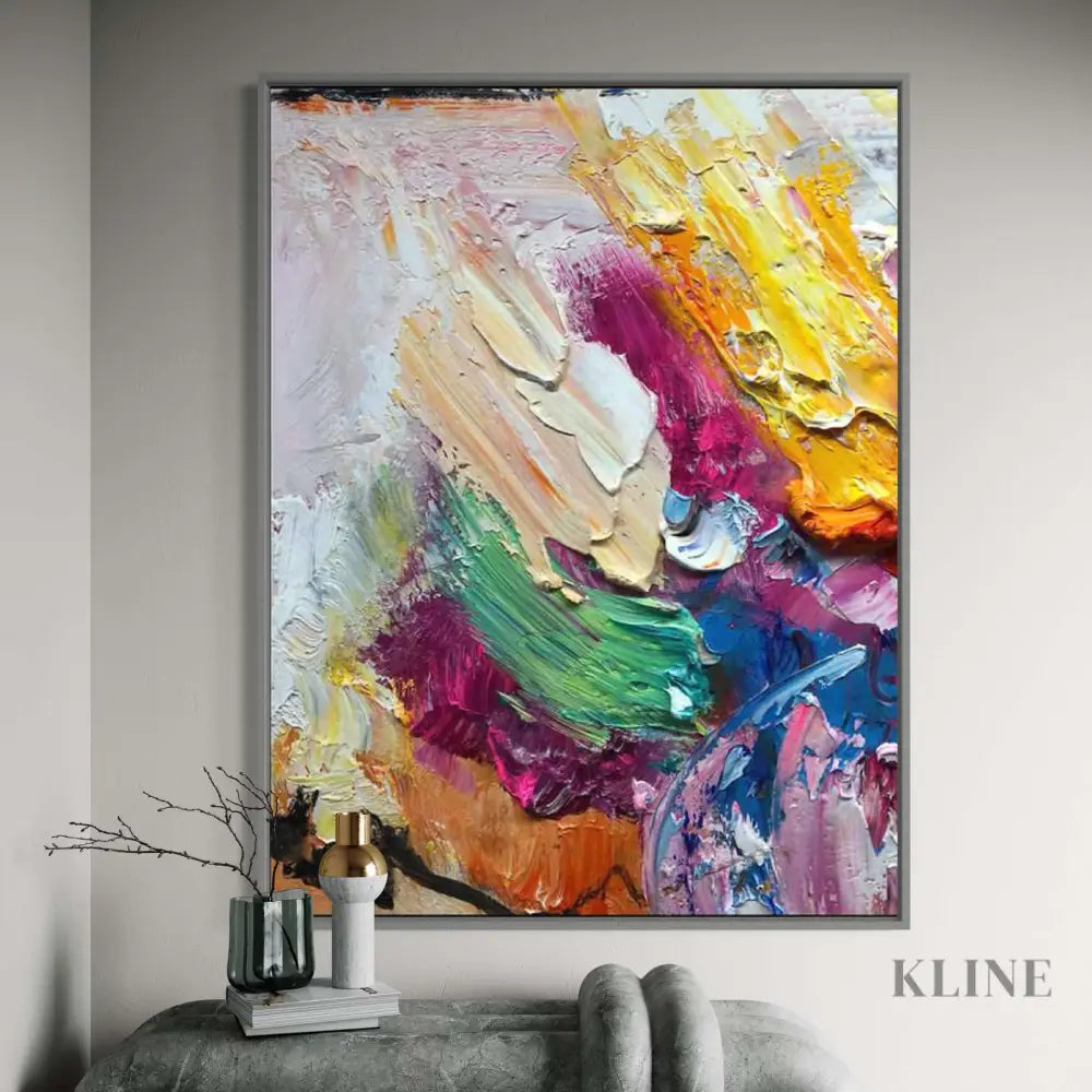 Vibrant hand-painted wall art by Kline Collective® transforming spaces with non-toxic acrylics on museum quality canvas. 