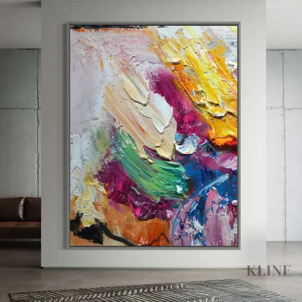 Hand-painted wall art in vibrant colors by Kline Collective®, transforming spaces with unique acrylic design. 