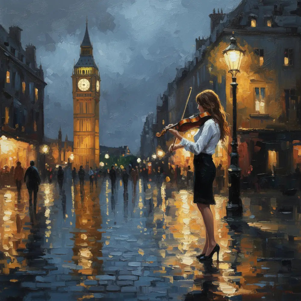 Melodies of the City - Hand Painting Dining Room Wall Art