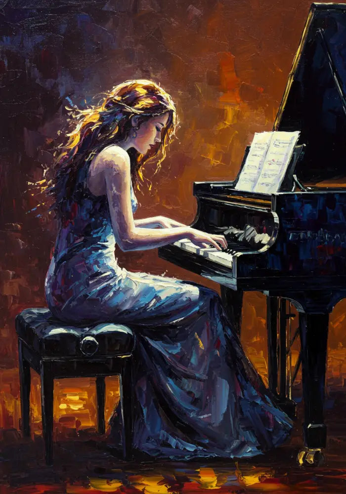 Melody in Moonlight - Hand Painting Arte de la pared de la lona