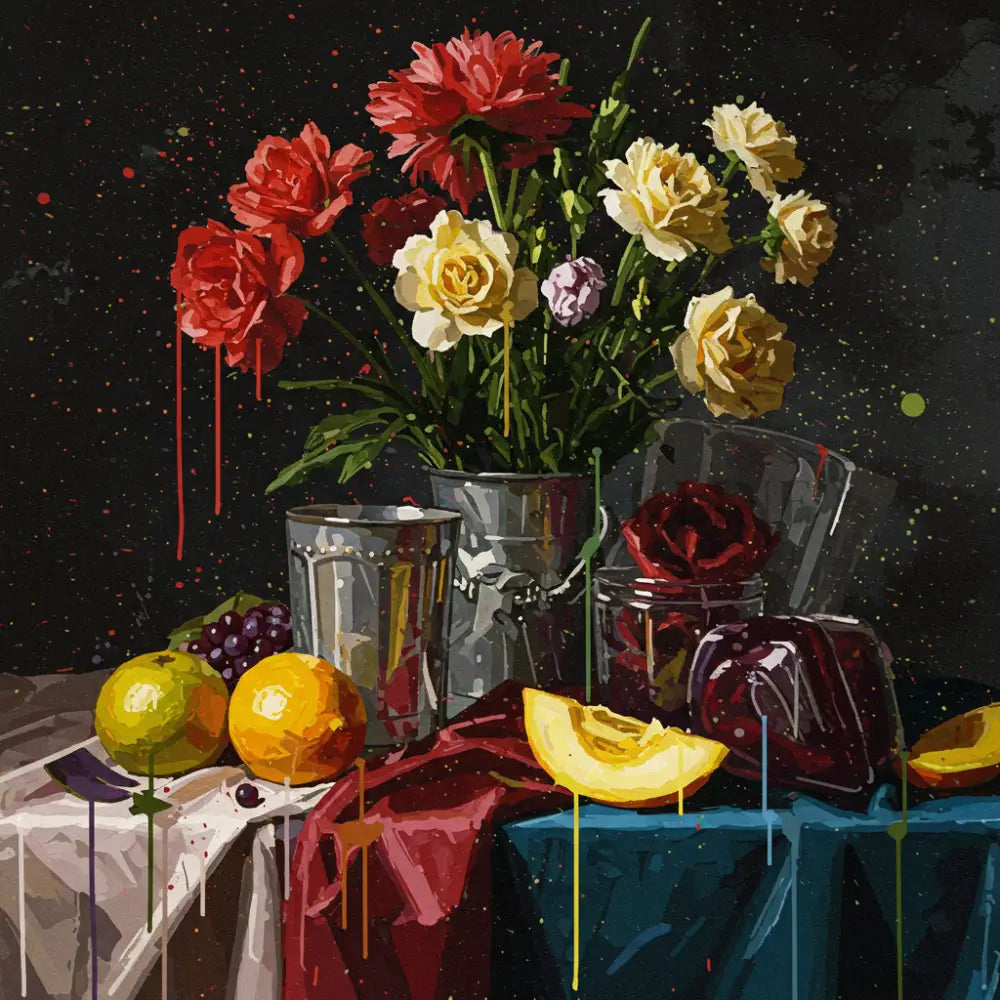 Melting Petals - Hand Painting Arte de la pared del salón