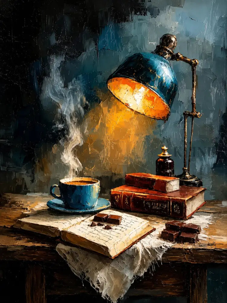 Midnight Desk Lamp - Hand Painting Nature morte