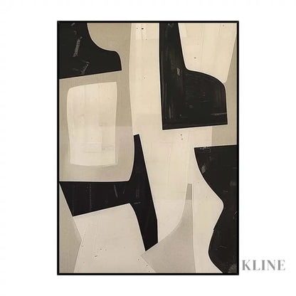 Minimalist Art in Black &amp; Beige - Hand Painting