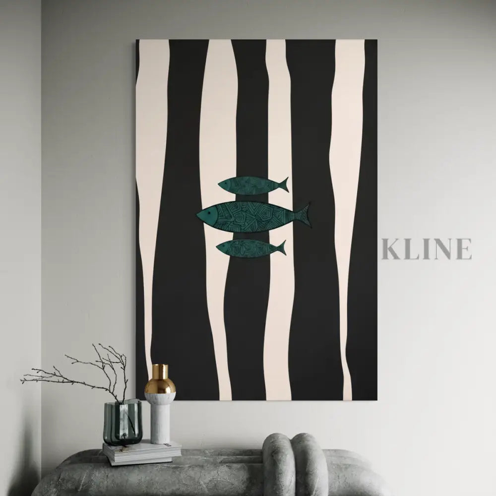 Minimalist Fish 2 - Hand Painting Vertical Wall Art & Paintings