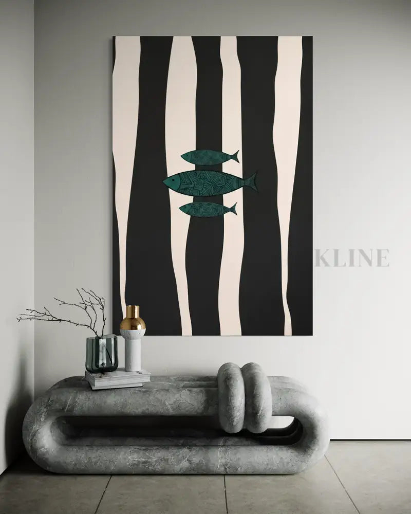 Minimalist Fish 2 - Hand Painting قماش جدار الفن