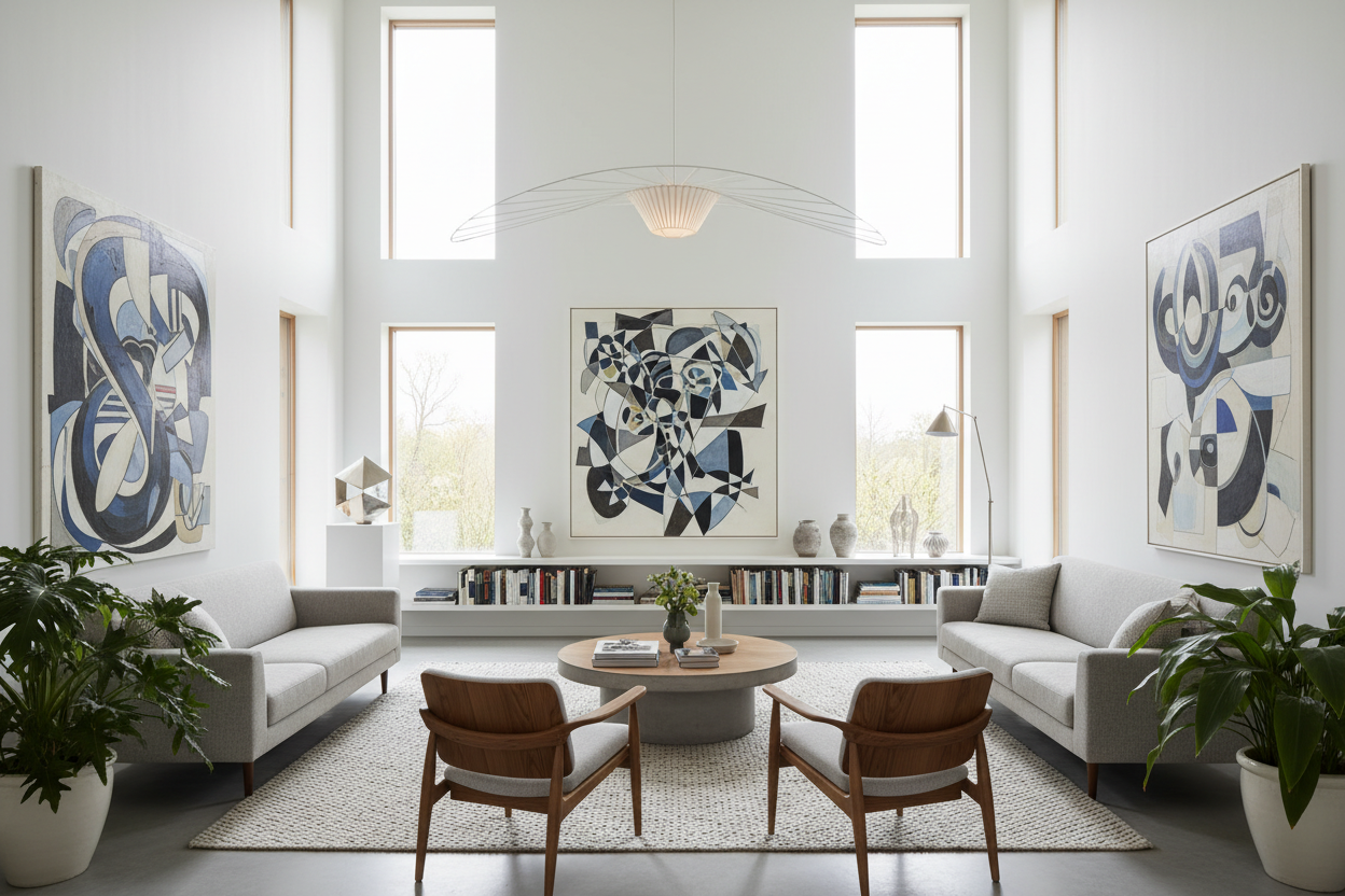 Modern Home Interior in Czech or Europe with Modern Art