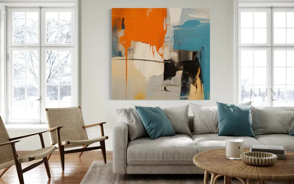 Molten Fury 2 hand-painted wall art by Kline Collective, vibrant colors enhancing living space ambiance. Original Paintings for Sale