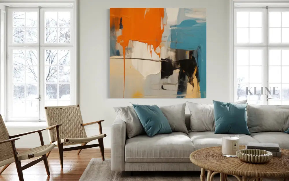 Molten Fury 2 hand-painted wall art by Kline Collective, vibrant colors enhancing living space ambiance.