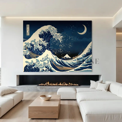 Moon Over Kanagawa - Hand Painting
